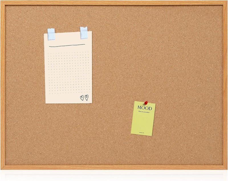 Board2by Cork Board Bulletin Board 30 x 42, Oak Framed 4x3 Corkboard, Office Board for Wall Decor, Large Wall Mounted Notice Pin Board with 15 Push Pins for School, Home & Office - Image 1